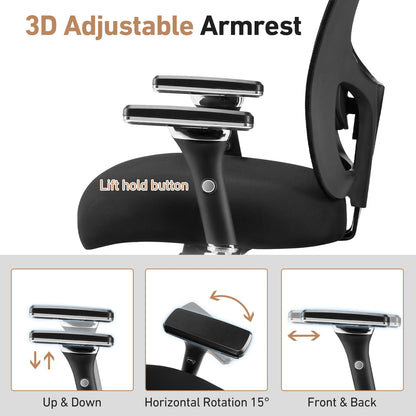 JHK 500lbs Heavy Duty Mesh Backrest Lumbar Support Office Chair Ergonomic Adjustable Height 4D Armrest Gaming Chairs for Home