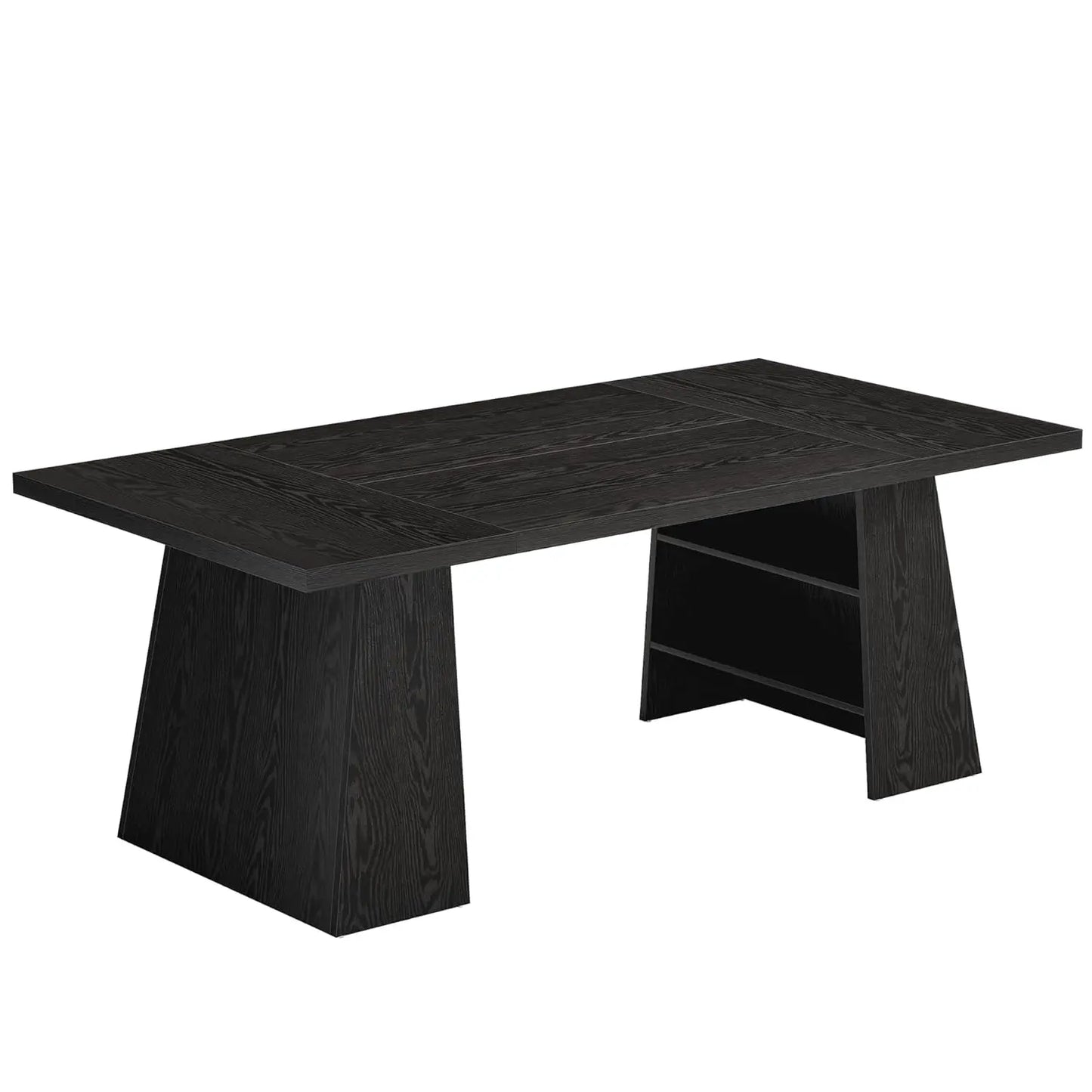 63-Inch Executive Desk, Modern Black Office Desk with Double Pedestal and Storage Shelves, Simple Large Computer, Customized