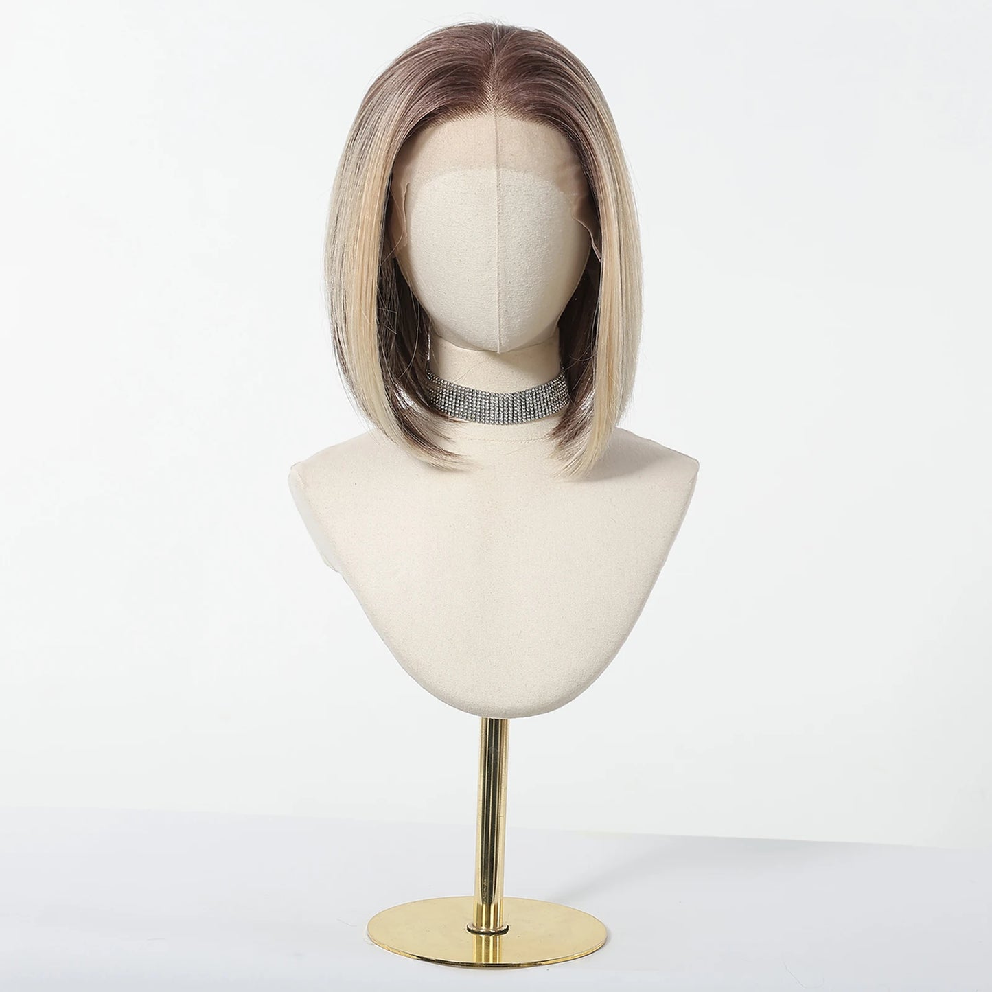 13*6 HD Transparent Lace Front Wigs Natural Hairline Short Straight Synthetic Wigs For Women Daily Party Brown Mixed Blonde Wigs