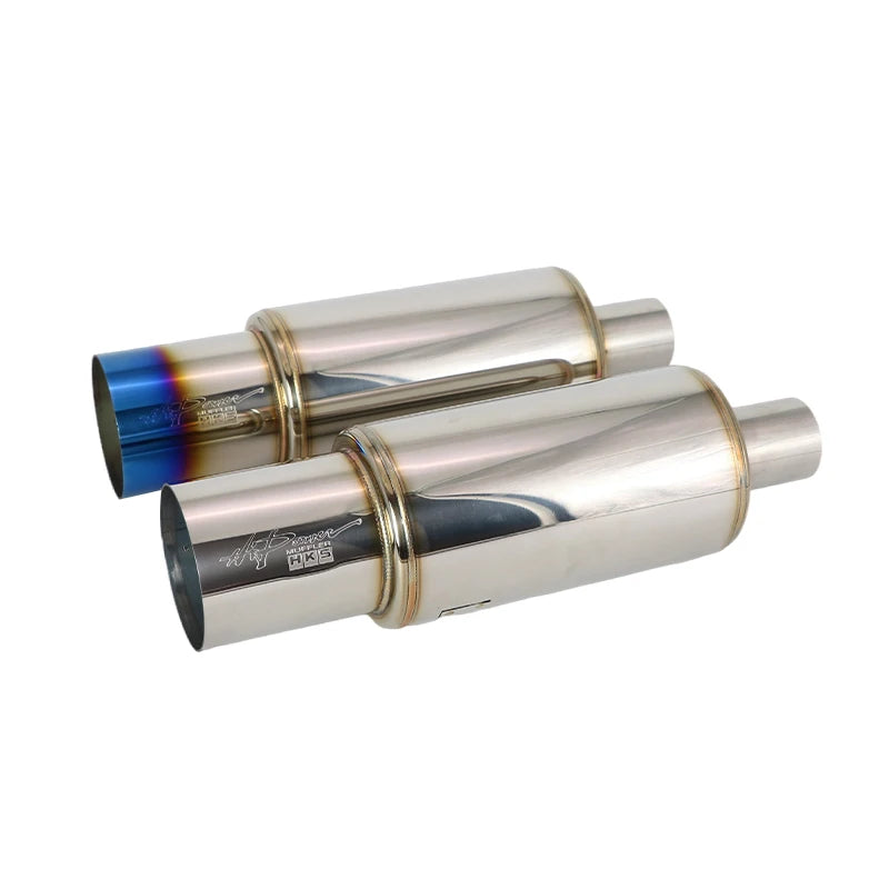 Car Exhaust Pipe Modified Parts HKS Muffler Straight Tailpipe Universal Outlet 89MM Glossy Silver Blue Stainless 51 63 76mm Fit