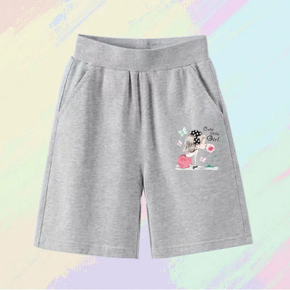 2025 Girls Summer Cat Ear Print Shorts Kids Elastic Waist Beach Short with Pocket Sports Short Pants Kids Cute Clothes 3-14y