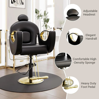 Reclining Barber Salon Chair 360°Swivel Barber Chair with Heavy Duty Hydraulic Pump for Spa Shampoo Hair Stylist Barbershop Home