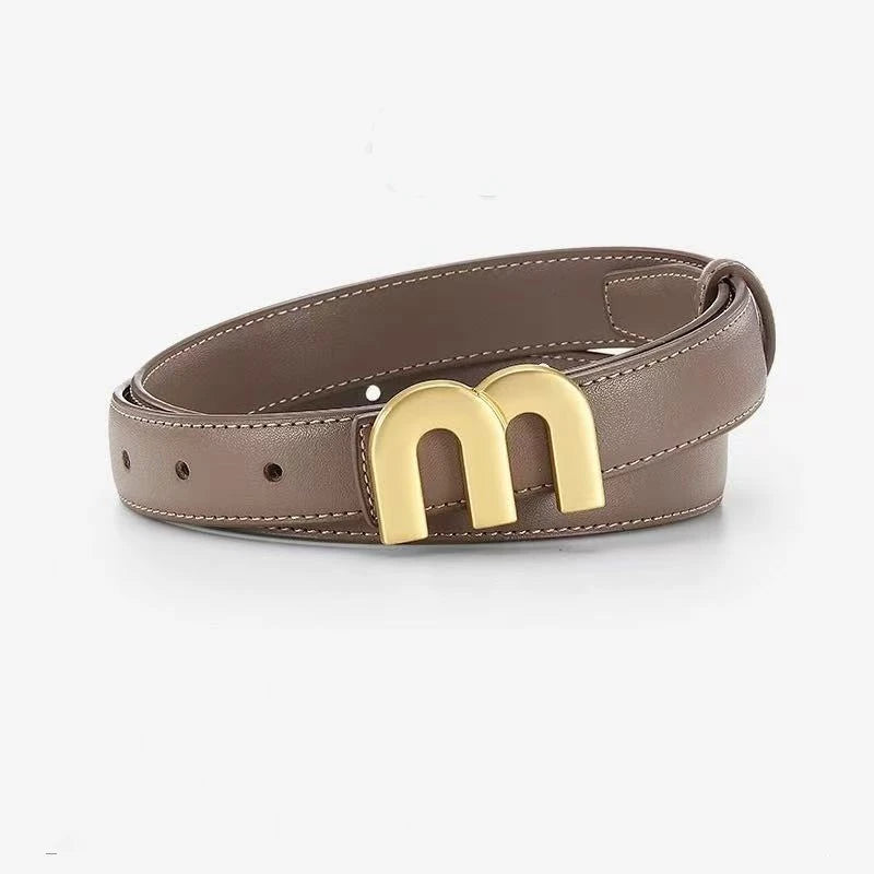 Women's fashion belt high-quality gold buckle is best matched with women's denim belt dress