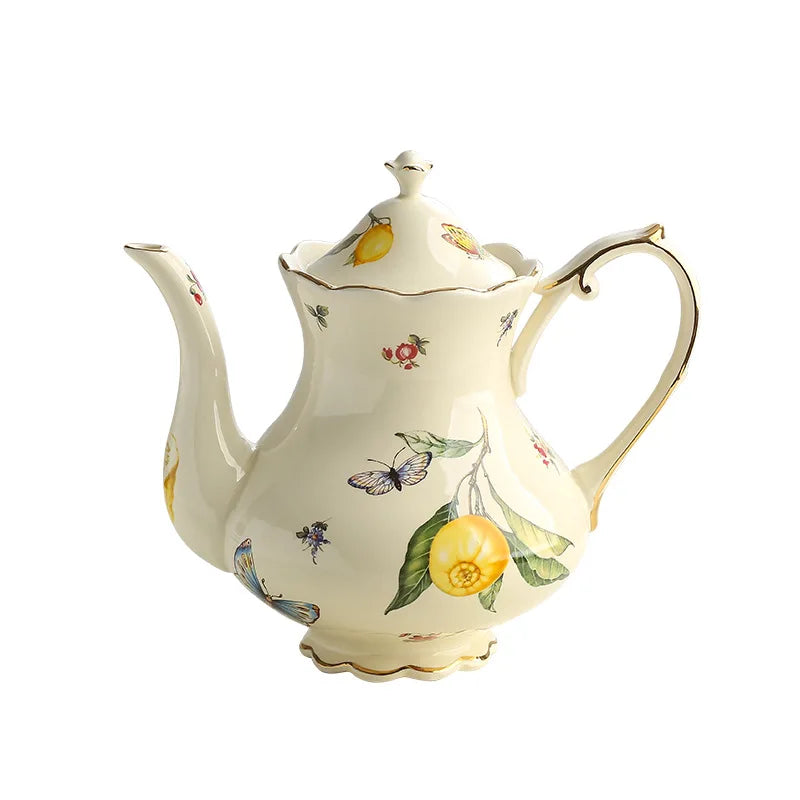 Vintage Lemon Teapot Coffee Cup and Saucer Set Beautiful Coffee Mug Modern Set Tania Bulhoes Luxury Design Cup