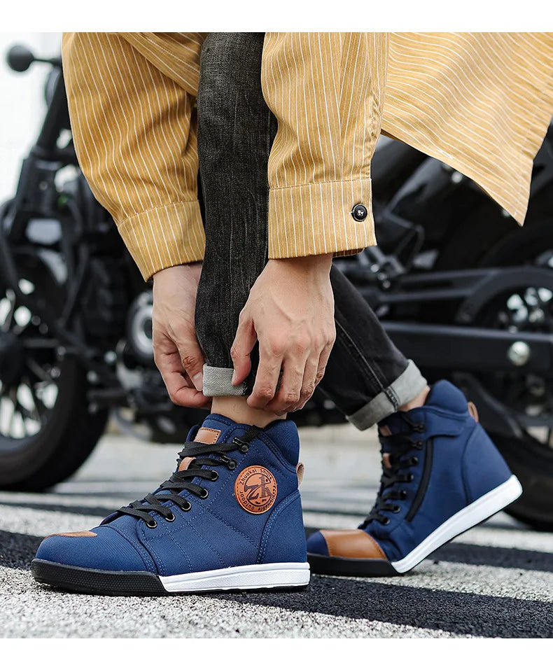 Motorcycle Shoes Men Riding Boots Casual Flat Shoes Anti-collision Toe Heel Protection Outdoor Cycling Motobike Sports Sneakers