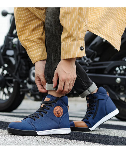 Motorcycle Shoes Men Riding Boots Casual Flat Shoes Anti-collision Toe Heel Protection Outdoor Cycling Motobike Sports Sneakers