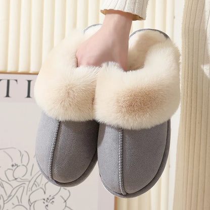 Shevalues Fashion Fur Slippers Women Fluffy Winter House Shoes Memory Foam Fuzzy Slippers Short Plush Slipper Indoor And Outdoor