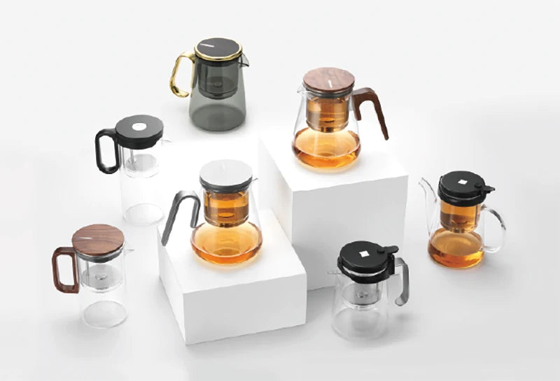 Samadoyo-Magnetic Switch Tea Pot, High-End Tea Set, Tea Water Separator, Household Tea Making Tool, Heat-Resistant Glass Tea Dis