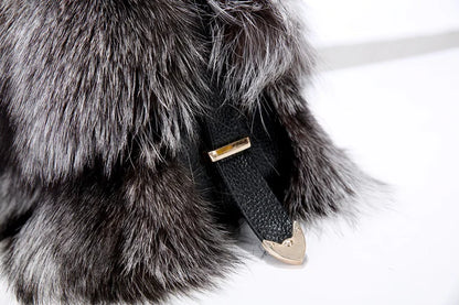 Winter Fox Fur Bag Women's Fur Bag Fashion Fur Handbag Ladies Bags Purses Women Shoulder Bag Real Silver Fox Fur Messenger Bags