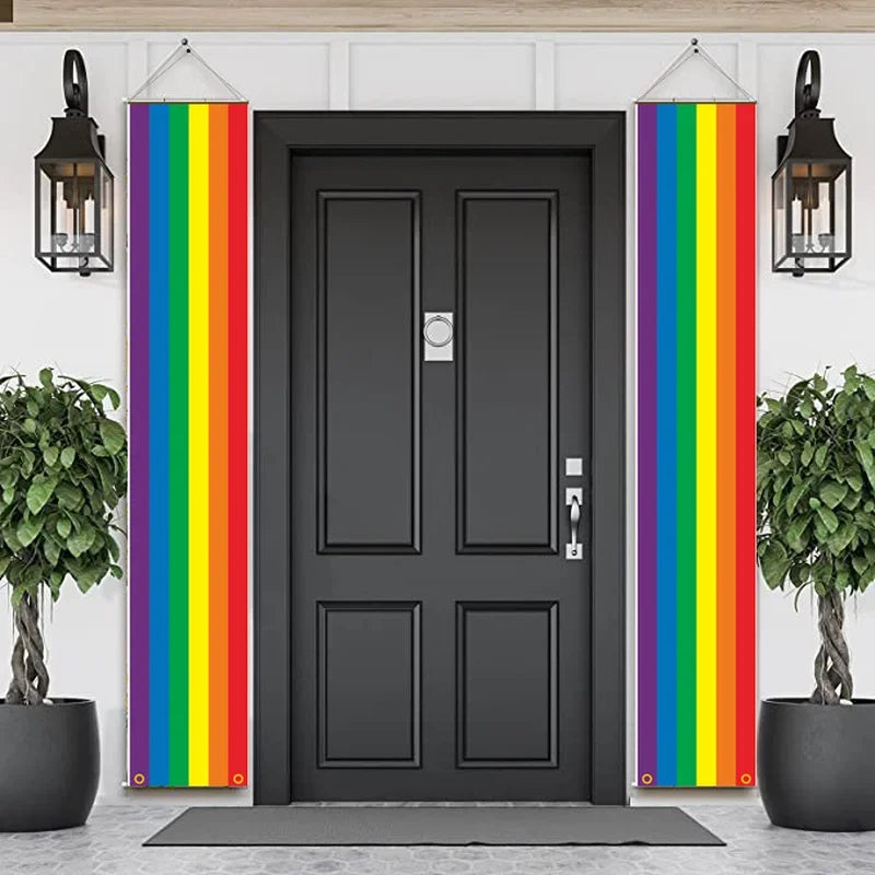 180cm Rainbow Flag Couplets LGBTQ Gay Pride Porch Hangings Outdoor Decorations Flags Lesbian Wedding Decor Banner