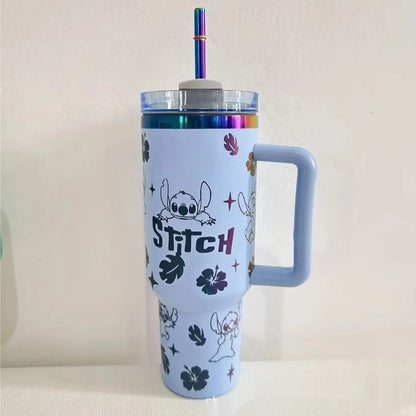 In Stock Stitch Cartoon Peripheral Insulated Cup 40oz 1180ml Stainless Steel Straw Cup Large Capacity Portable And Durable Gift