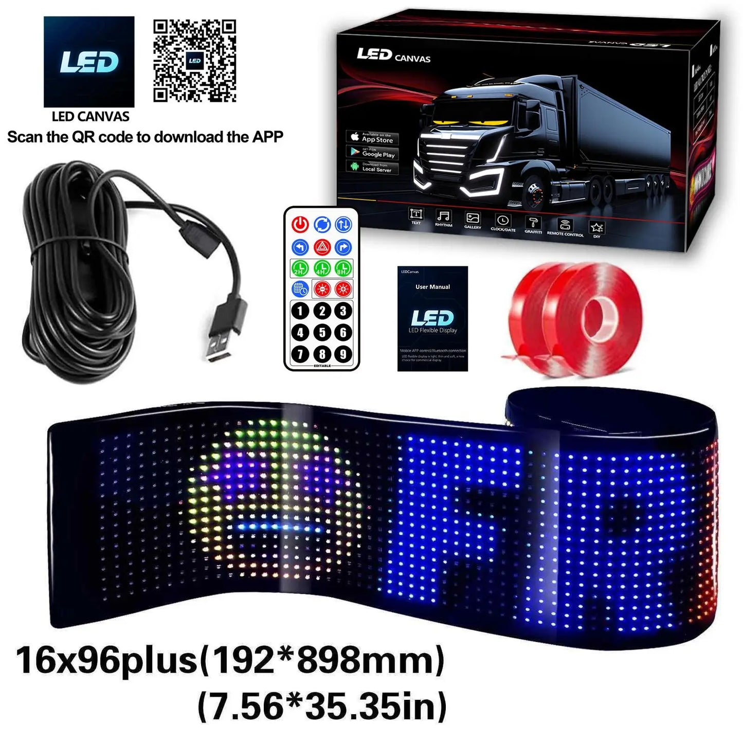 High Brightness Flexible Car LED Display DIY Pattern Text Rolling LED Sign for Car