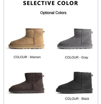 Men's and women's sheepskin and wool integrated snow boots, real leather and fur, winter thick and warm boots for women