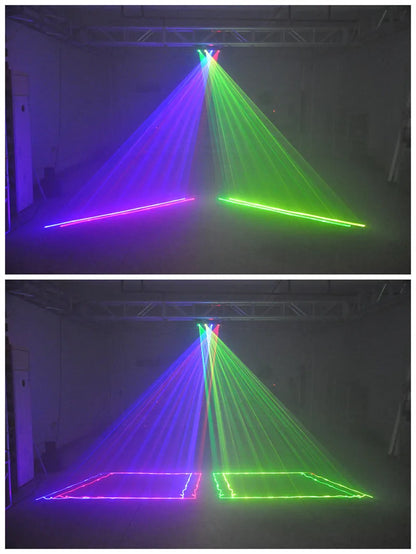 Party lights, DJ disco lights, 4-beam DMX and voice-controlled laser lights, light show stroboscopic party lights ambient lights