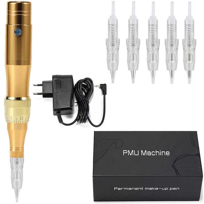 Tattoo Machine PMU Pen Professional Permanent Makeup Microblading Eyebrow Eyeliner Lip Beauty Tattoo Cartridge Needle Supplies