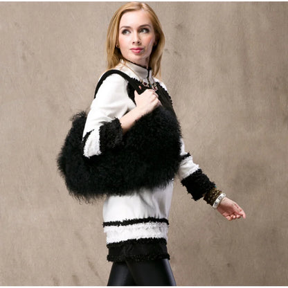 Wool Bag Cute And Versatile Winter Handbag Wool Large Capacity Woman Bags Relaxed Texture Furry Women Fashion Tote Shoulder Bag
