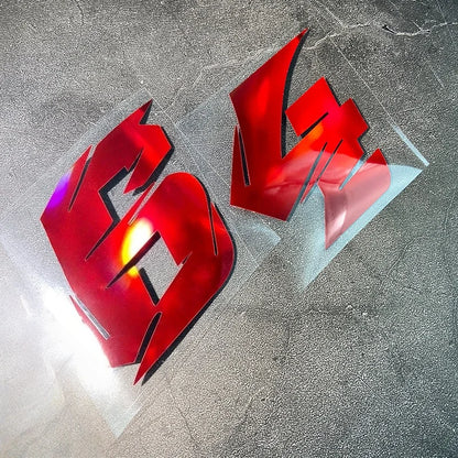 1PC Red Laser Motorcycle Stickers Arabic Numeral Waterproof for Motorbike Helmet Fuel Tank Mudguard Scooter Bodies Vinyl Decals