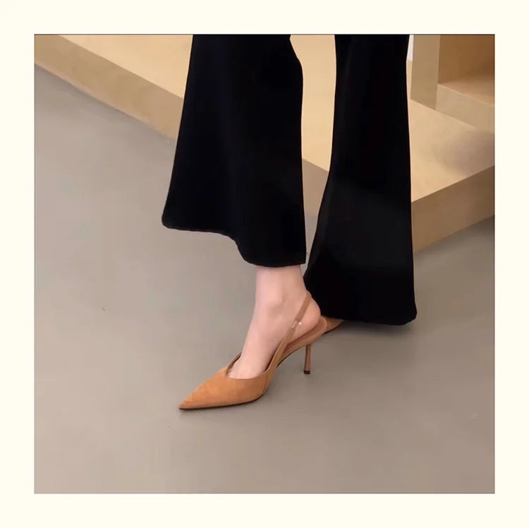 2025 Summer Leopard High Heel Women Sandals Fashion Pointed Toe Shoes Design Style Banquet Party Sandals Shoes