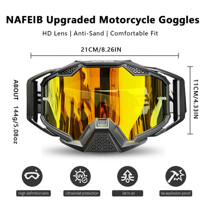 Motorcycle glasses with windproof lens for motocross, dirt bike, ATV, ski, sunglasses & outdoor cycling