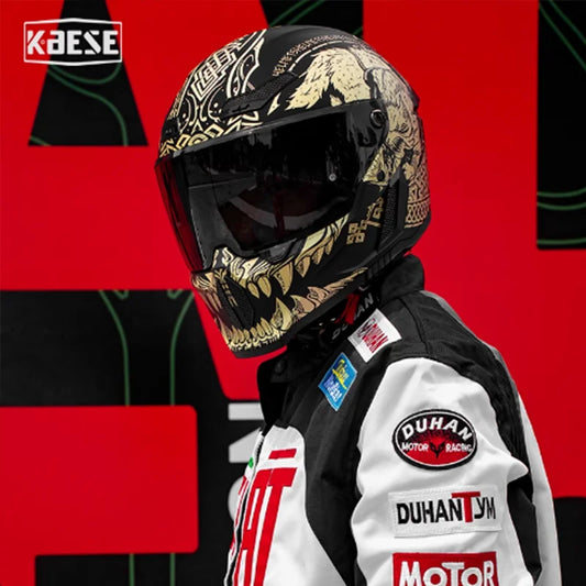 Vintage Full Face Motorcycle Helmet Retro Premium ABS Shell Comfort Fit Multiple Colors Adjustable Chin Strap, Ideal for Scooter