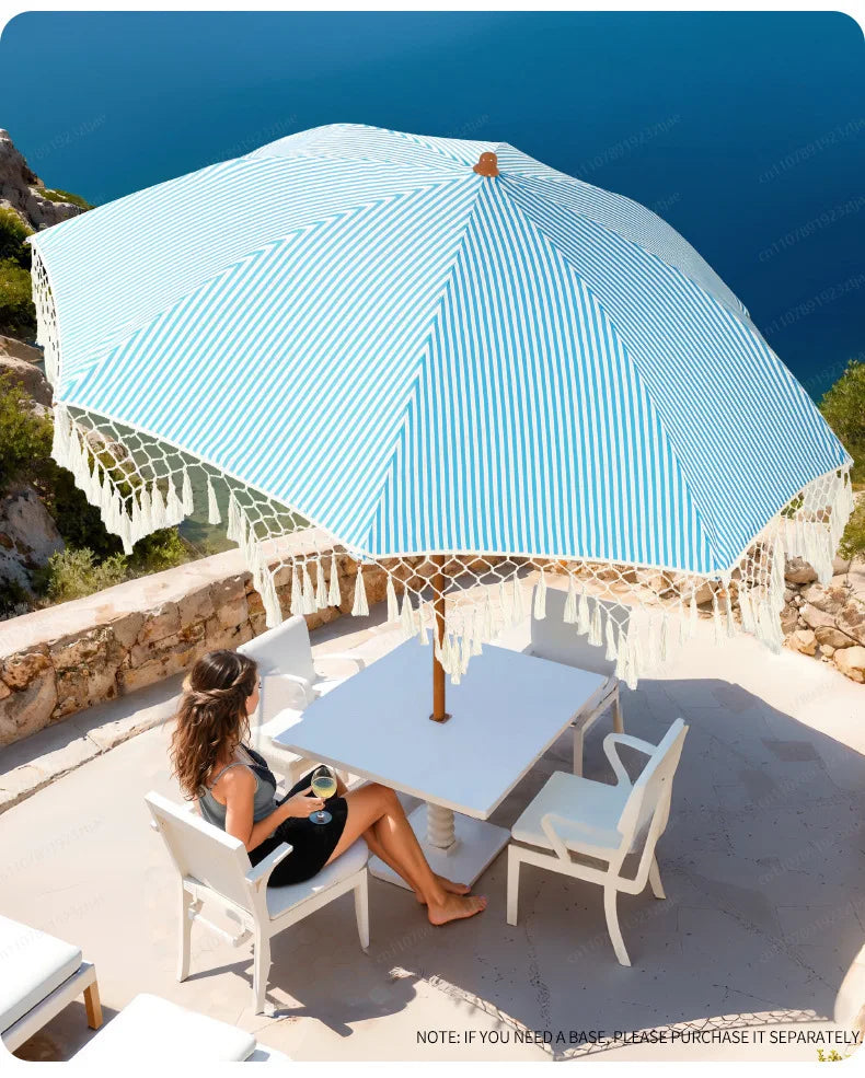 Seaside Resort Beach Umbrella Courtyard Tassel Sun Umbrella Pool Sun Protection Terrace Shade