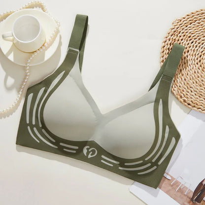 Plus Size Everyday Bra for Woman  Sport Double Support Seamless Brassiere Top No-trace Push Up Bra Padded Fixed Cup Underwear