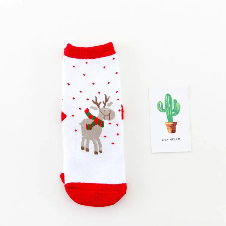 2022 Hot Children's Christmas Terry Socks Plush Thick Warm Omfortable Cartoon Santa Snowflake Baby Boys and Girls Med Tube Sock