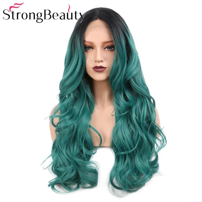 StrongBeauty Long Lace Front Wigs Synthetic Wavy Women Wig Heat Resistant Hair
