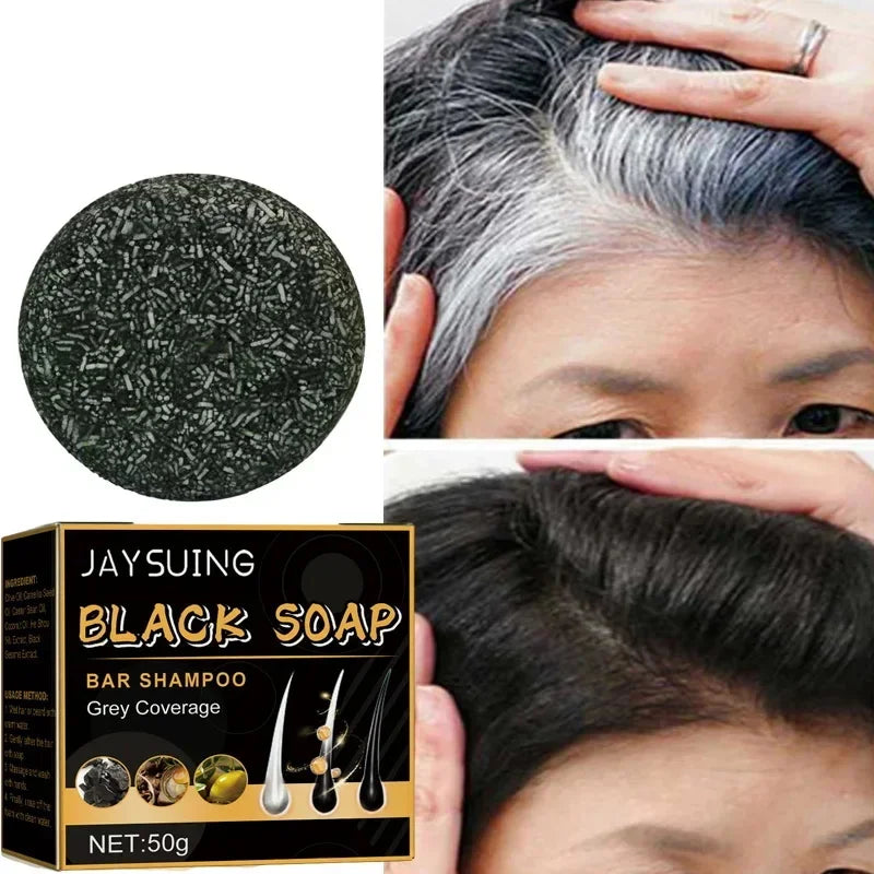 Magic White Hair to Black Shampoo Dye Soap Natural Color Soap Restore Gray Beard Cover Gray Hair Dye Hair Fixing Shampoo