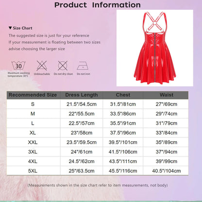 Gothic Punk Women Wet Look Latex Leather Dress Sleeveless Front Cut Out Cups Bodycons Dress Sexy Raves Party Nightclub Clubwear