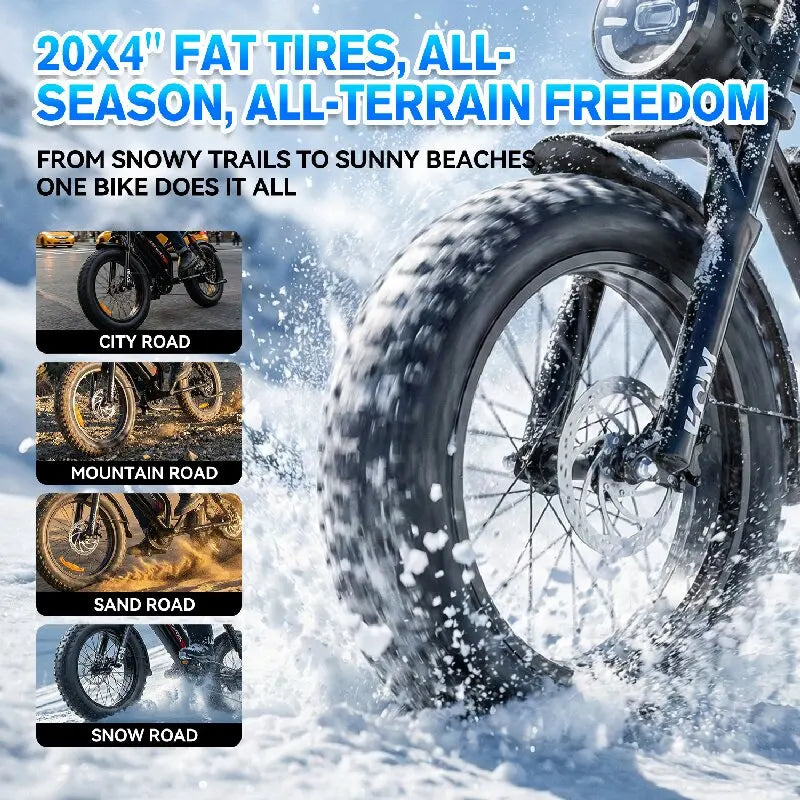 Cheap 14 20 inch Electric fat bike 1000w 2000w 30-50MPH 30-60Miles Adjustable front brake seat,For Cycling Electric Bicycle