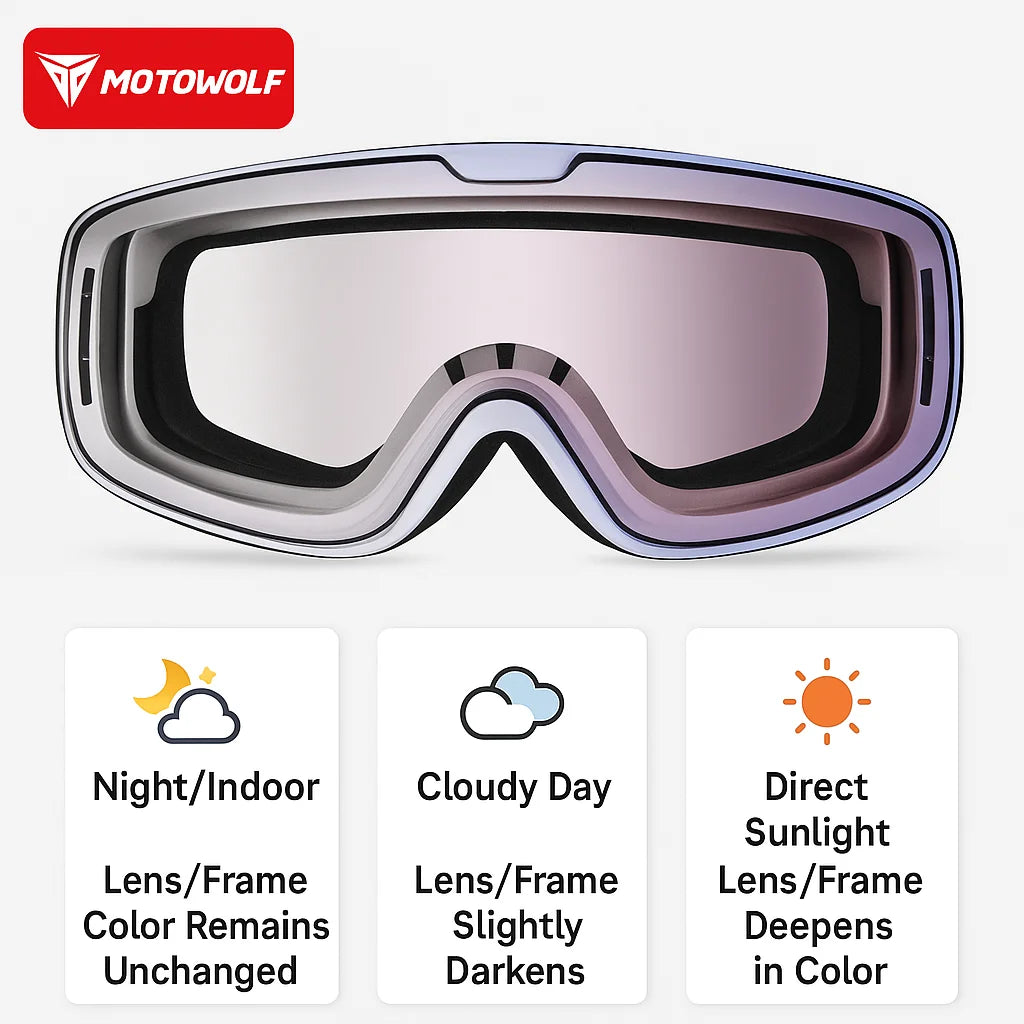 Motowolf Motocross Goggles Photochromic Windproof UV Protection Riding Glasses Men Women Outdoor Motorcycle Dustproof Eyewear