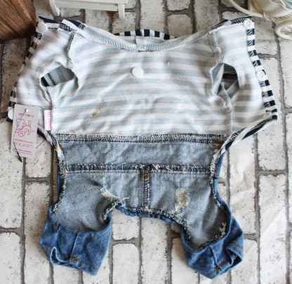 Dog Denim Overalls Puppy Jean Small Dog Costumes Pet Jean Jumpsuit Shirts Pants One-piece Outfits for Small medium Dogs