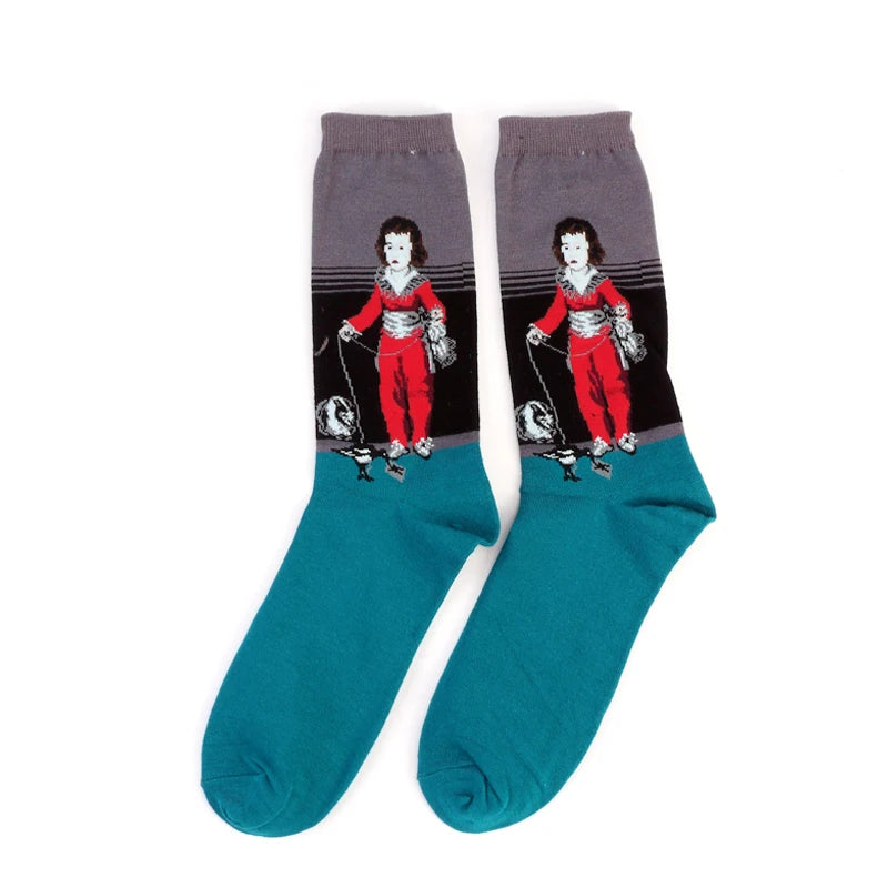 1 Pair Autumn Winter Retro Men Socks Couple Socks New Art Van Gogh Mural World Famous Oil Painting Series Funny Socks