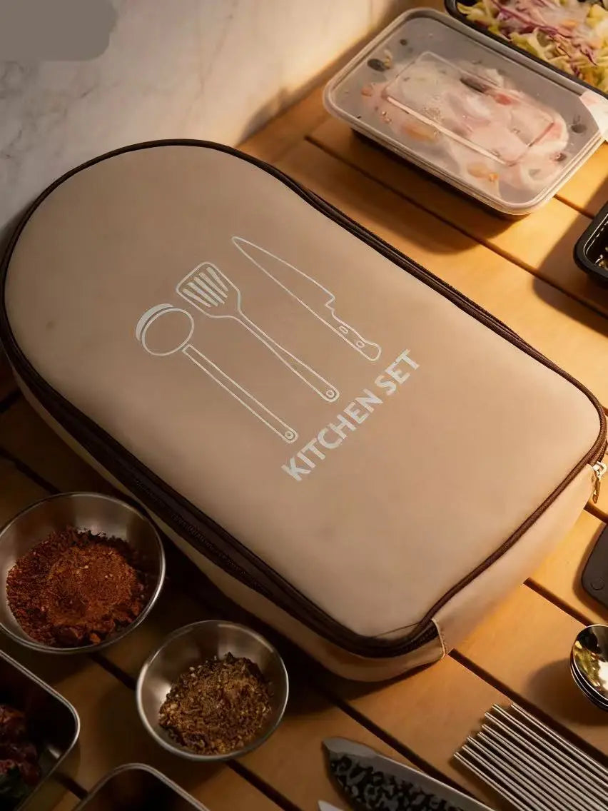 Outdoor Camping BBQ Cooking Gear Backpack Set - All-in-One Portable Kitchen with Great Looks And Practical Design