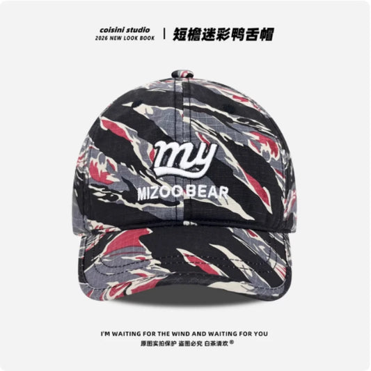 American Camouflage Short-brimmed Baseball Caps Spring and Autumn Men and Women Outdoor Sunshade Letter Embroidered Sports Hat