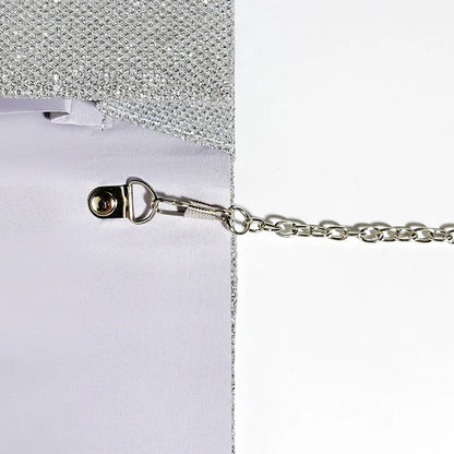 Women Fold Glitter Handbag Shiny Envelope Evening Bag Ladies Pleated Silver Clutch Chain Wedding Party Mini Long Purse XA12ZD