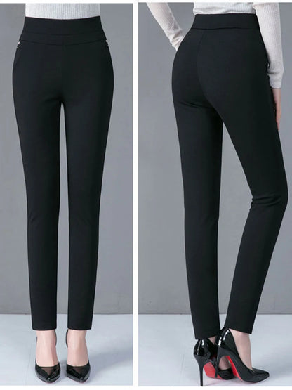 Thin & Thick Winter Pencil Pants Fleece Thermal Womens Snow Plush Strench Lady OL Slim Trousers Thichen Femal Clothing Leggings