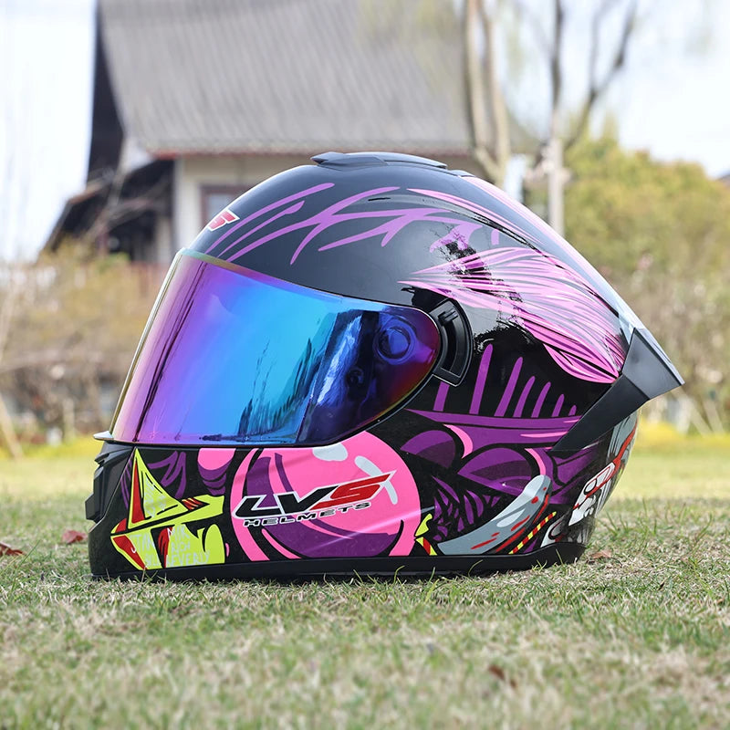 Motorcycle helmet, men's and women's dual lens full helmet, four season couple street bike safety helmet