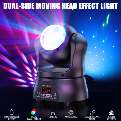 DayFlicker 30W Double-sided RGBW 4 in 1 Lamp Beads Mini Moving Head Light DMX512 Voice Control 15 CH For DJ KTV Party Banquet