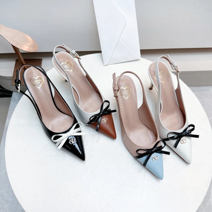 Heels Sandals Gladiator Summer Luxury Brand 2026 Bow Women High Heels Pointed Toe Designer Elegant Slingbacks Party Ladies Shoes
