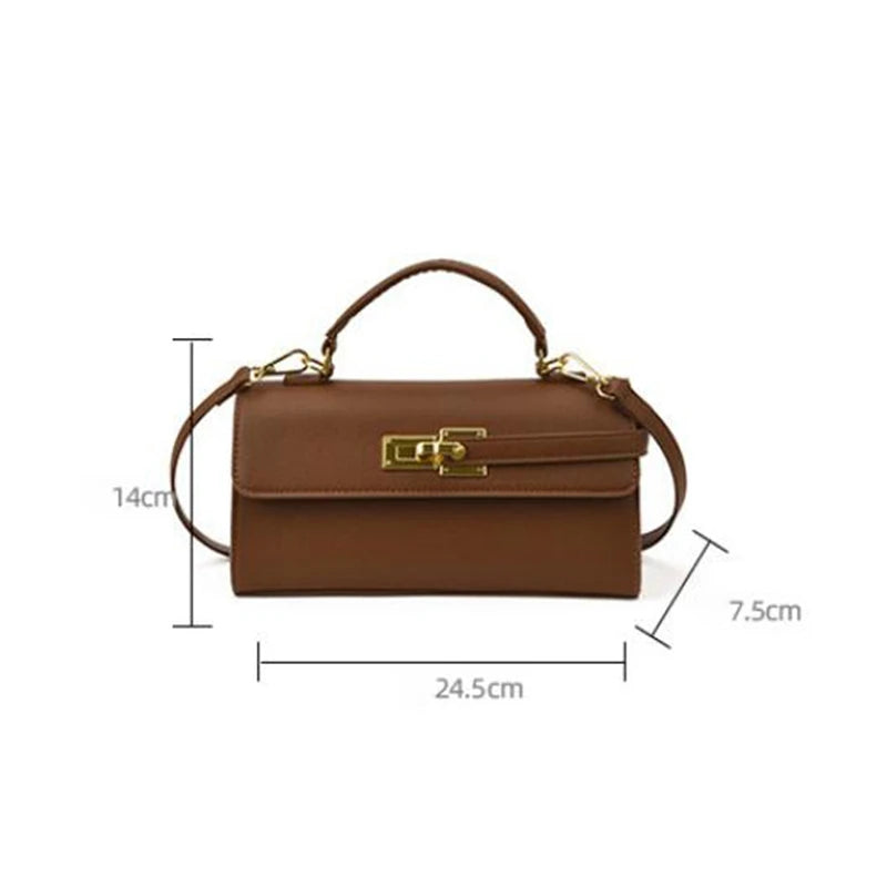 Women's Brand Luxury Lock Bag Retro Trendy Crossbody Bag Large Capacity Square Handbag Flip-top Commuter Bag Casual Shoulder Bag