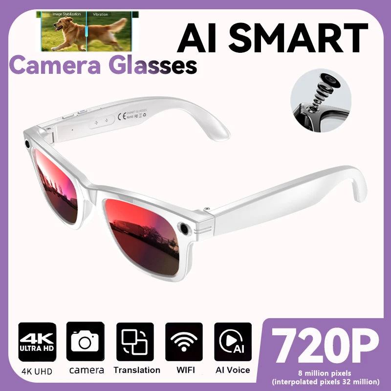 2025 New 800W Camera Glasses Bluetooth Smart Glasses with Camera Voice Call Music Smart Sunglasses Video Sound Record AI Glasses