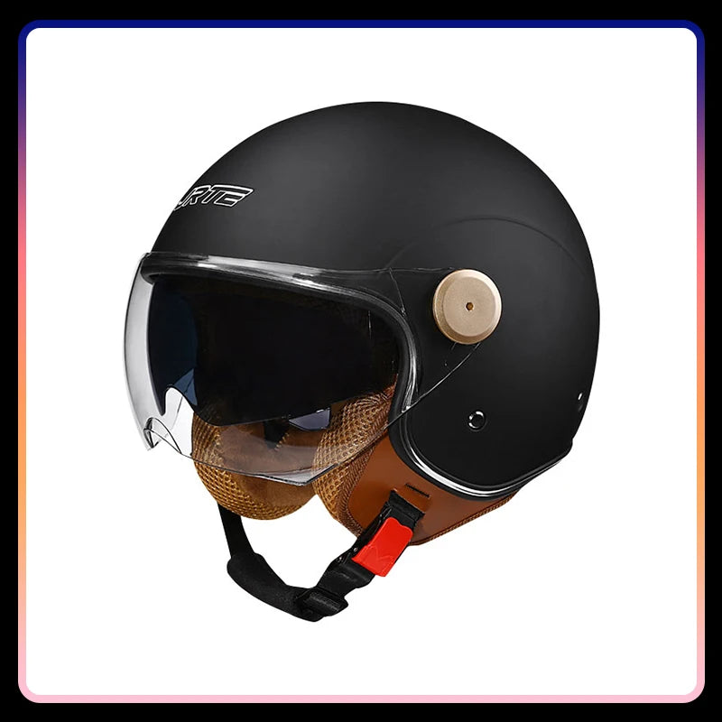 Daul Lens Open Face Motorcycle Helmets Retro Vintage Moto Jet Helmet Men Women DOT Unisex 3/4 Open Half Helm Cascos Para Motos