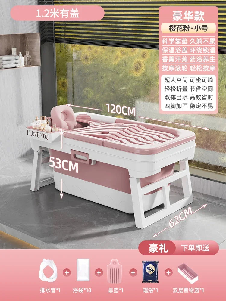 Portable Folding Bathtub for Adults hot Bath Spa Plastic Bathtubs Children Swimming pool Bucket Sauna Lid Cover House Bath Tub