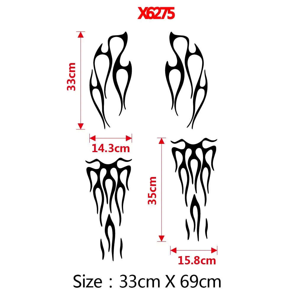 4PCS Fire Flame Sticker For Motor Body Parts Decoration Waterproof Flame Decal Motorcycle Reflective Stickers