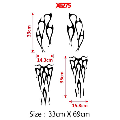 4PCS Fire Flame Sticker For Motor Body Parts Decoration Waterproof Flame Decal Motorcycle Reflective Stickers