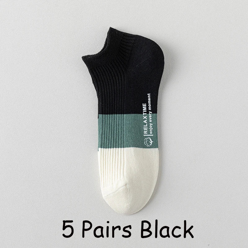 5 Pairs Men Cotton Ankle Socks Low Cut Breathable Comfortable Soft Thin Casual Sports Fashions Non-Slip Women Boat Short Socks