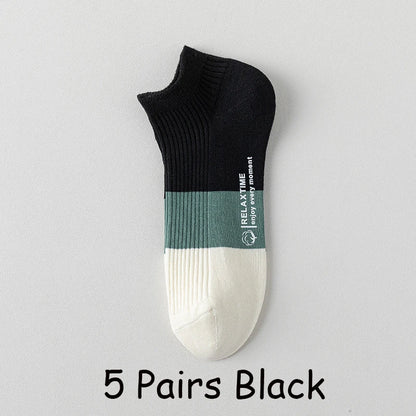 5 Pairs Men Cotton Ankle Socks Low Cut Breathable Comfortable Soft Thin Casual Sports Fashions Non-Slip Women Boat Short Socks