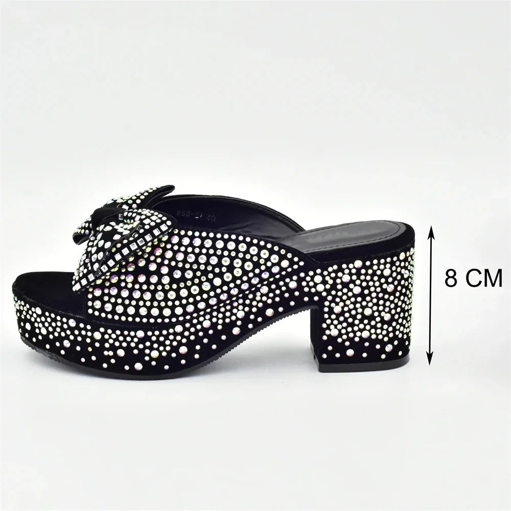 New Arrival Shoes and Bags Set for Women 2025 Women Shoe and Bag Set Decorated with Rhinestone Elegant Woman Heeled Pumps